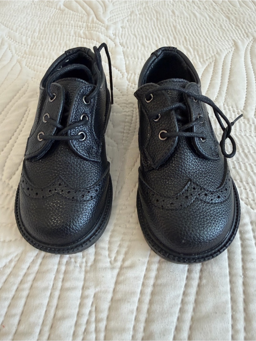 Classic Black Kids Lace-Up Brogue Shoes